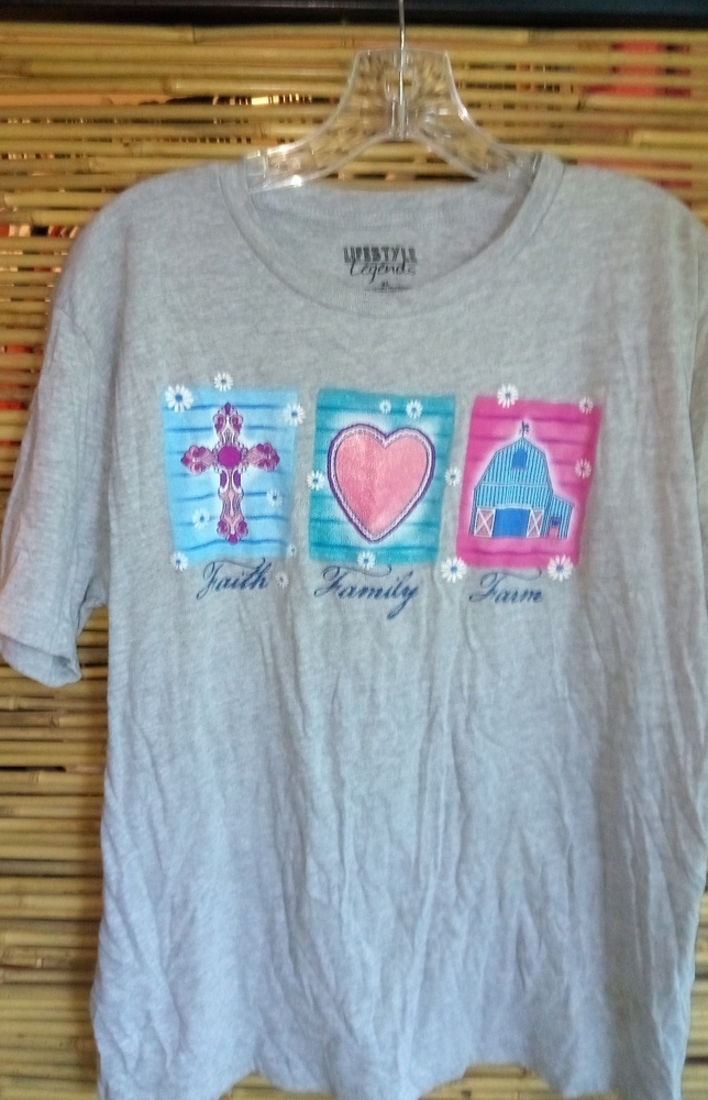 Faith, Family, Farm XL T-shirt Grey Top
